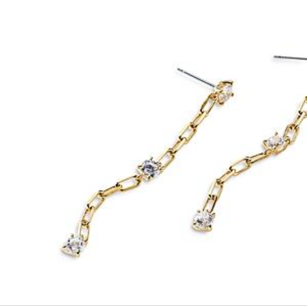 Nadri Zoe Cubic Zirconia & Link Linear Drop Earrings in 18K Gold Plate